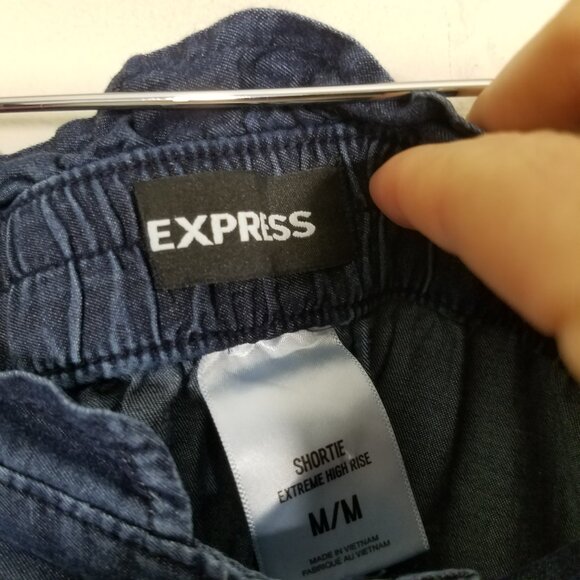 Express Extreme High Rise Shorts Belted Blue Size M - Picture 4 of 5